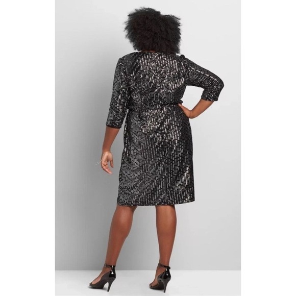 NEW LANE BRYANT CROSSOVER SEQUIN VELVET SHEATH DRESS SZ 16 NWOT - Picture 3 of 4